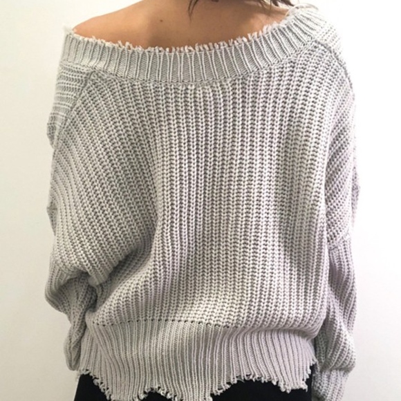 New Grey V-Neck Sweater - Picture 2 of 2